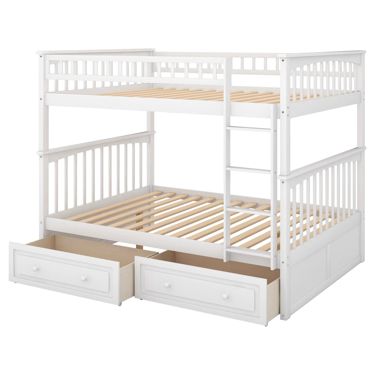 Pine Wood Full-Over-Full Bunk Bed with Storage H437