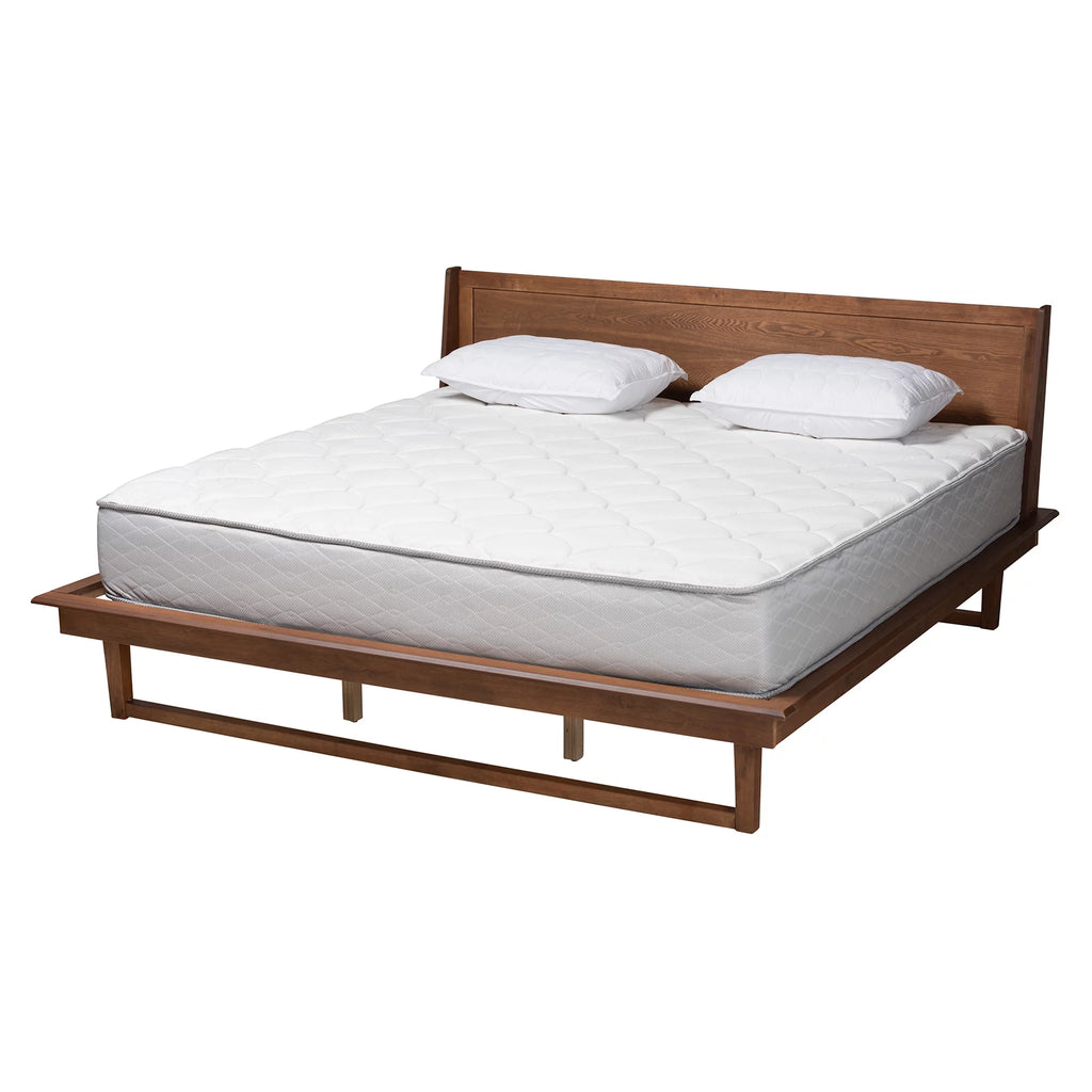 Queen Size Ash Walnut Finished Wood Platform Bed E978506