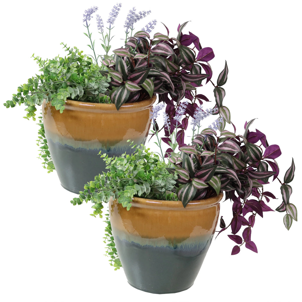 Set of 2 Glazed Ceramic Planters L670