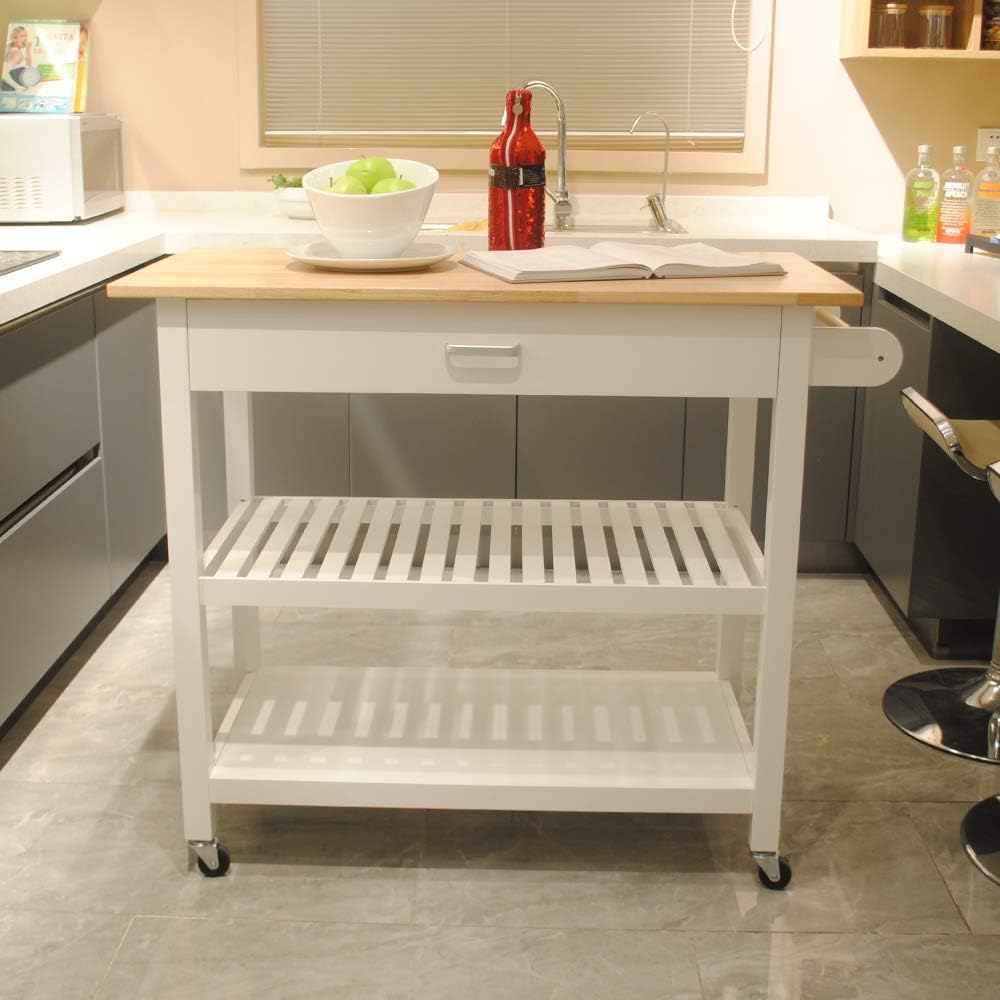 Kitchen Island on Wheels with Drop Leaf 2 Drawers W829446