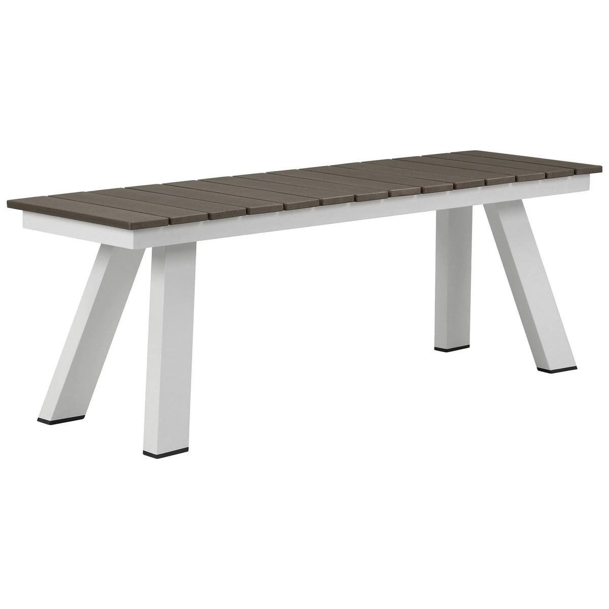 54 Inch Gray Polyresin Top Outdoor Dining Bench S188