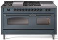 Blue Grey Dual Fuel Natural Gas Range with Bronze Trim K62107