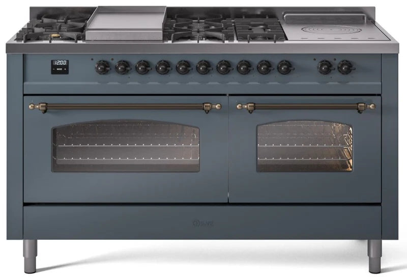 Blue Grey Dual Fuel Natural Gas Range with Bronze Trim K62107