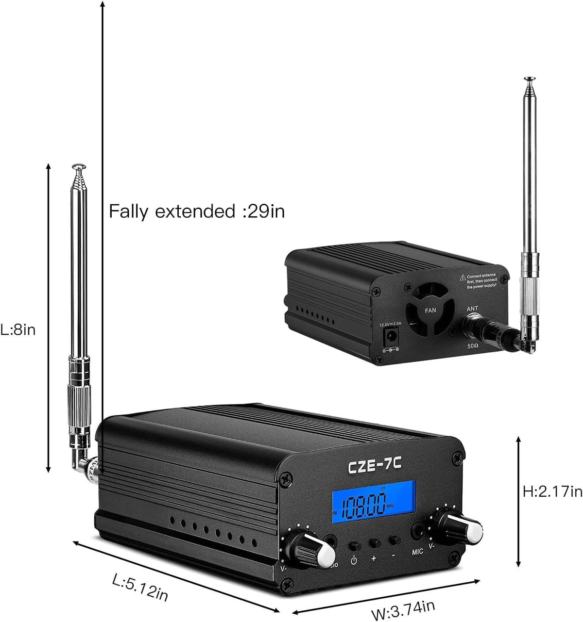 1W / 7W FM Transmitter with Mic B7508