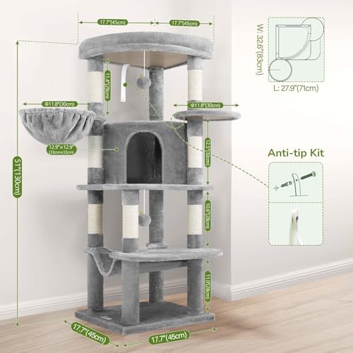 Beige 66inch Corner Cat Tree with 6 Scratching Posts F847