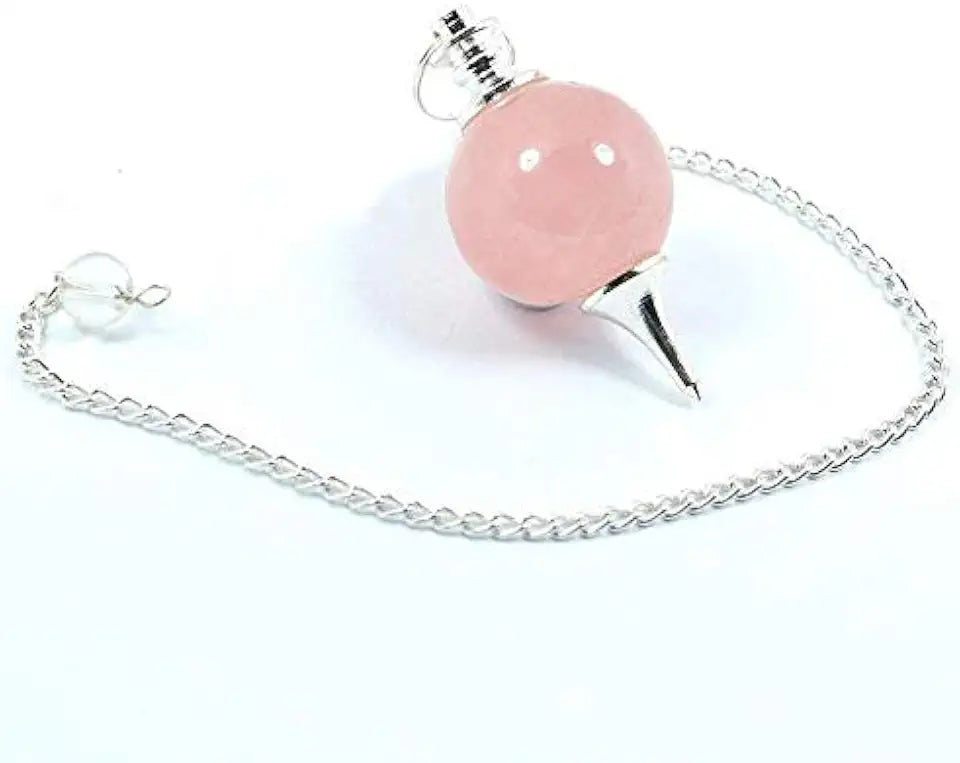Rose Quartz Stone Ball Chain Pendulum P6796