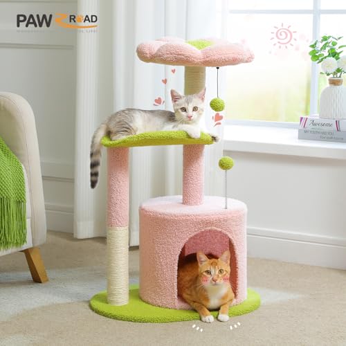 Pink 32” Small Cat Tree with Curved Perch C4549