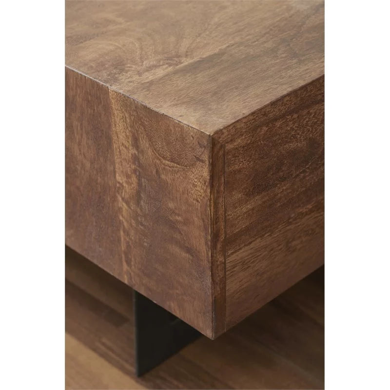 Brown Modern Hard Wood Coffee Table with Sliding Top J39039