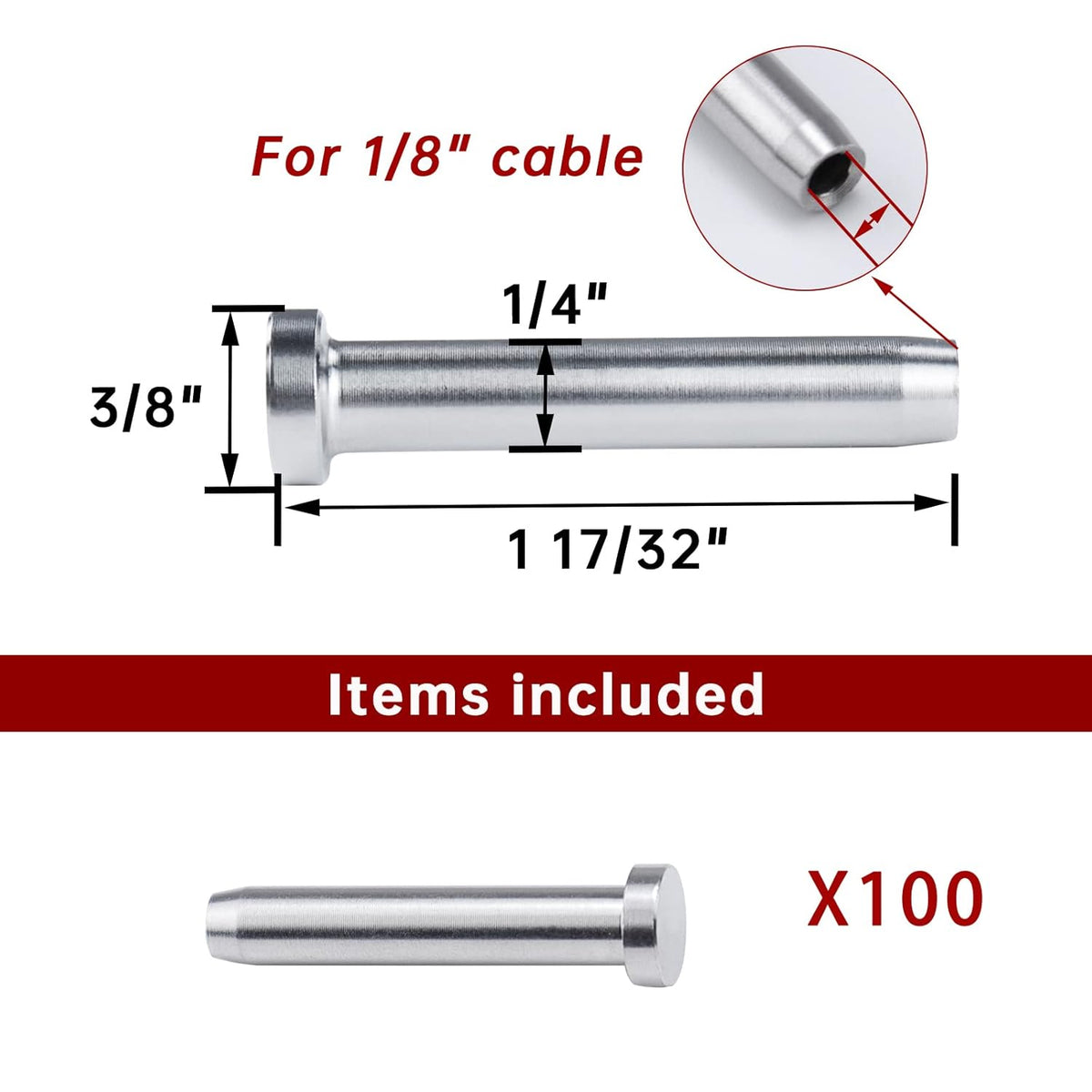 100Pack 1/8 T316 Stainless Steel Cable Railing Kit R369