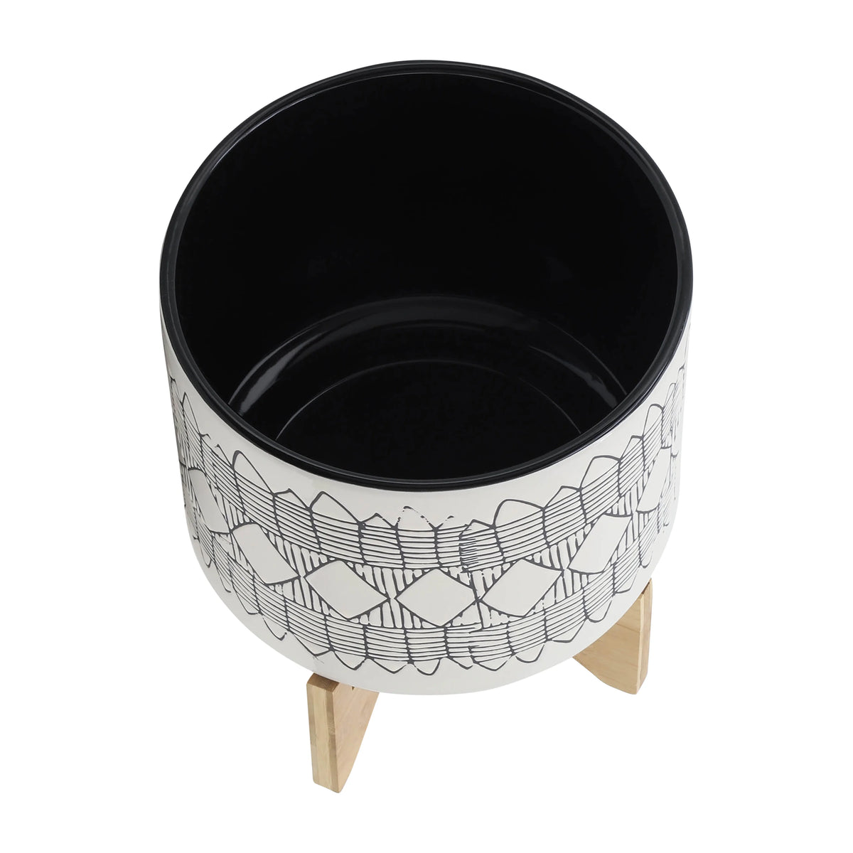 Ceramic Planter On Wooden Stand S85842