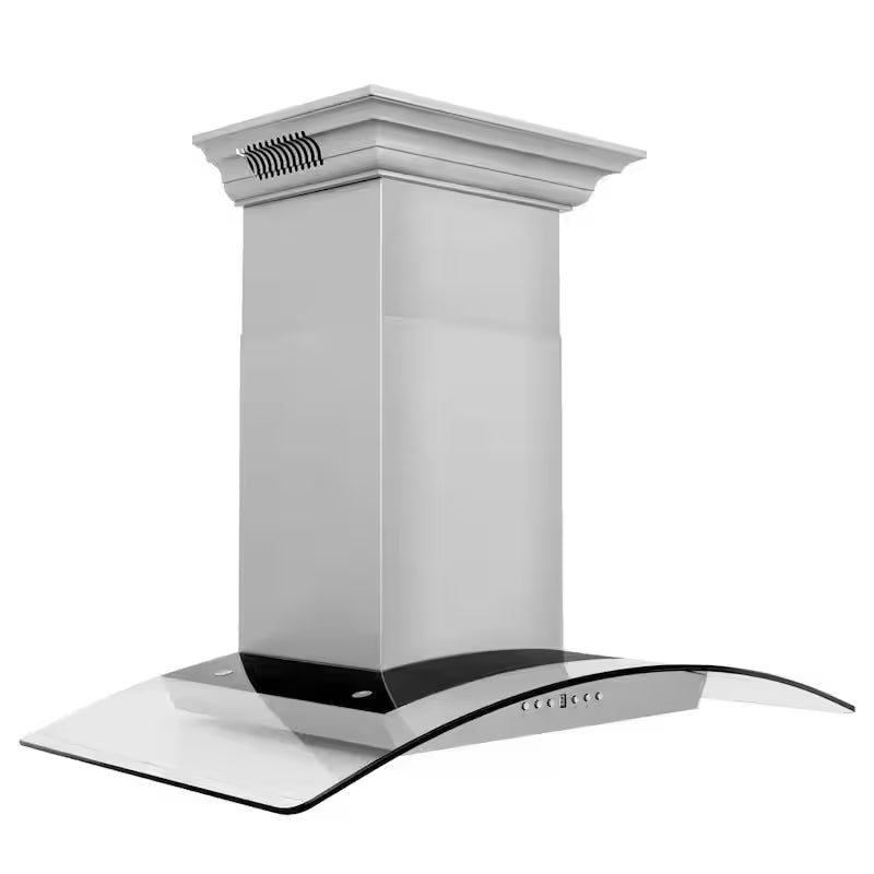 36 in. 400 CFM Ducted Wall Mount Range Hood in Stainless Steel and Glass L788988