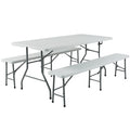 3 Pieces 6ft Portable Folding Picnic Table with Bench V33309