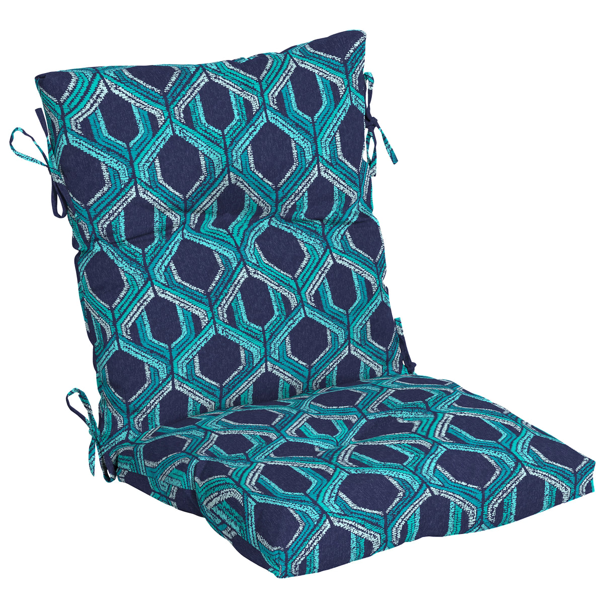 Navy Blue Geo Rectangle Outdoor Chair Cushion C47335