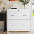 White 2 Drawer Lateral Filing Cabinet with Lock B647853