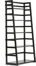 Black 5 Shelf Solid Wood Ladder Shelf Bookcase E53392