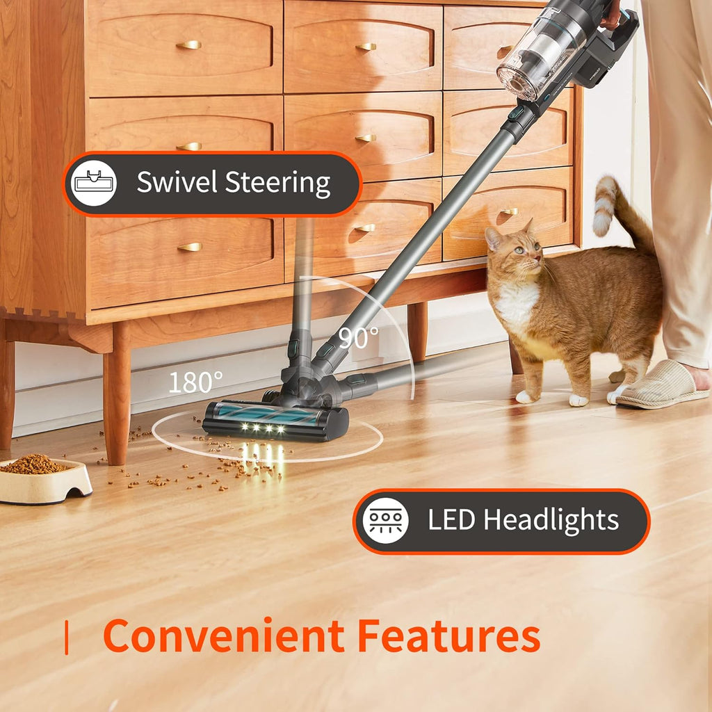 Cordless Vacuum Cleaner, 25KPa Strong Suction, 4 in 1 Stick Vacuum E179