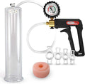Black Handle Penis Pump with Clear Hose and Constriction Rings I647