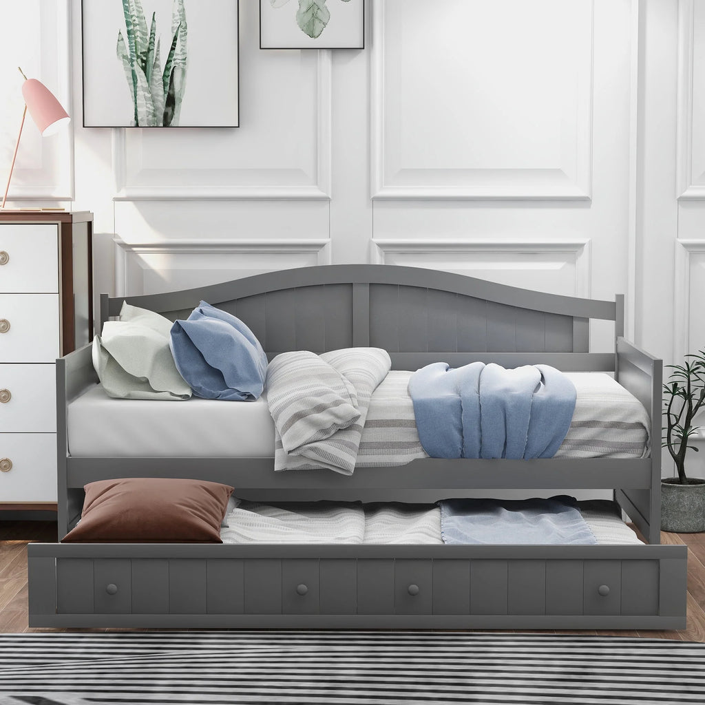Grey Double Wooden Sofa Bed with Roller E290602