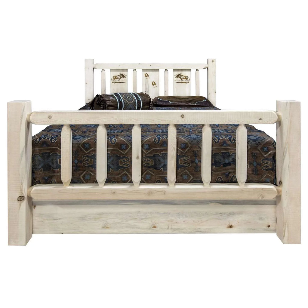 Full Storage Bed with Laser Engraved Moose Design N292953