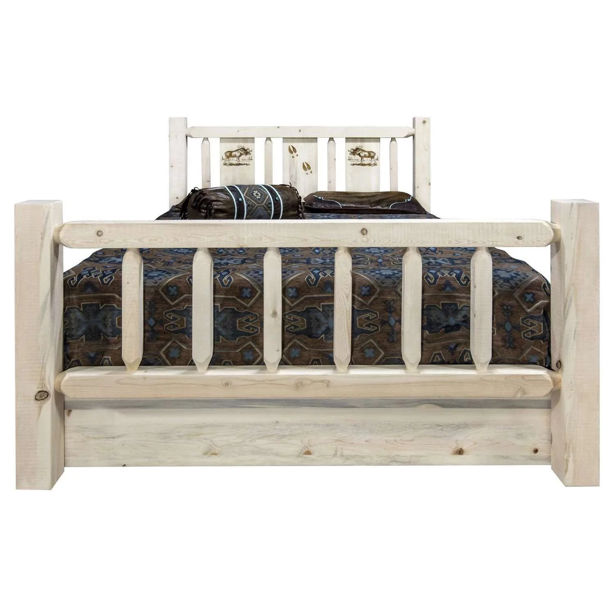 Full Storage Bed with Laser Engraved Moose Design N292953