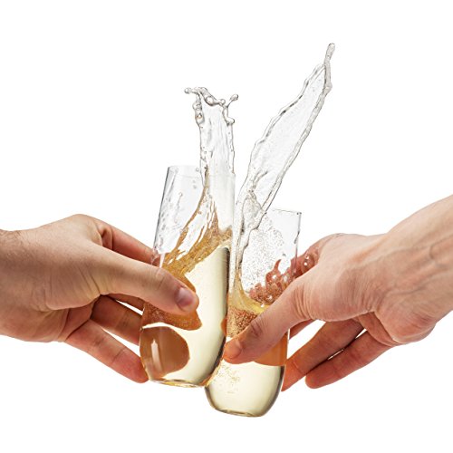 48 Pack 9 Oz Clear Stemless Plastic Champagne Flutes Z834