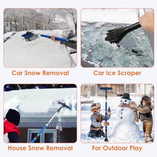 Extendable Snow Brush with Foam Grip and 360° Pivoting Brush Head D389321