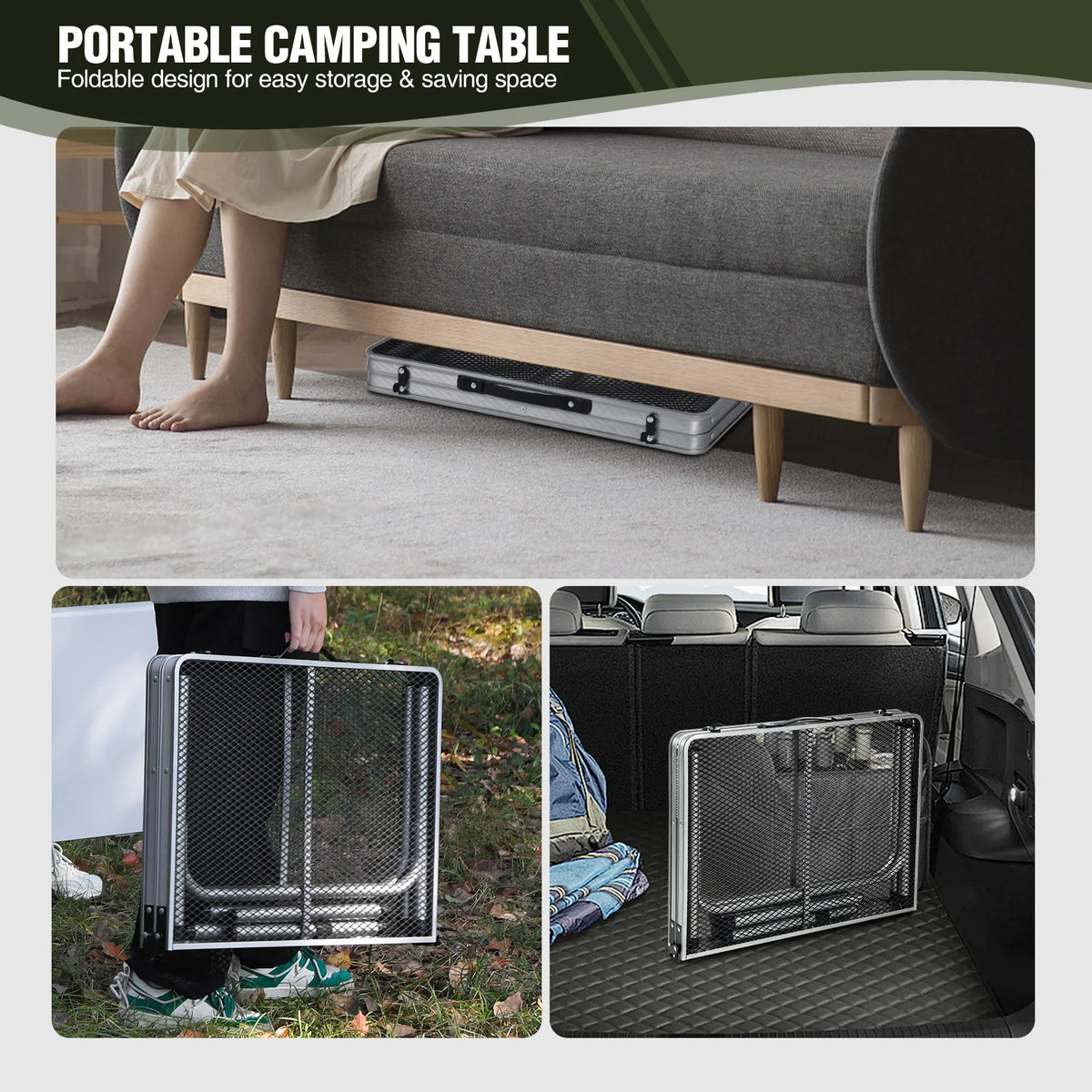 Folding Portable Aluminum Grill Table with Adjustable Height Legs D465