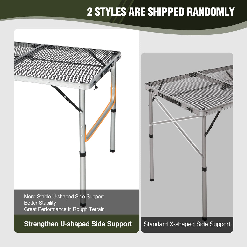 Folding Portable Aluminum Grill Table with Adjustable Height Legs D465