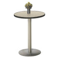 36x22 Round Barista Height Table Walnut Laminate Top Black Edge Silver Base K972416