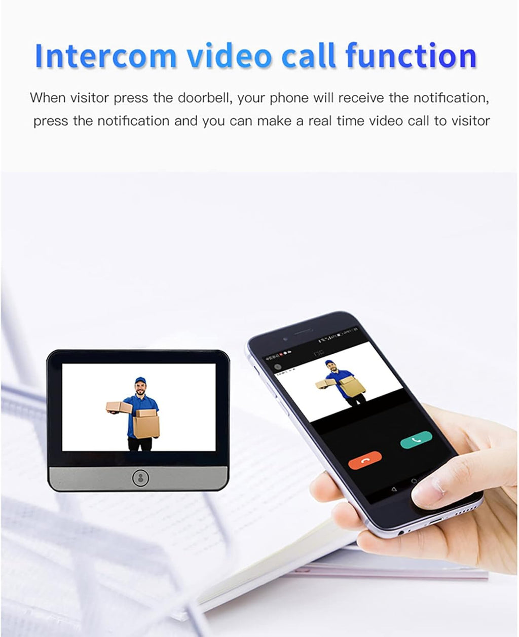 Digital Peephole Door Viewer WiFi Doorbell Camera 1080P Video Intercom 4.3 inch Monitor M255