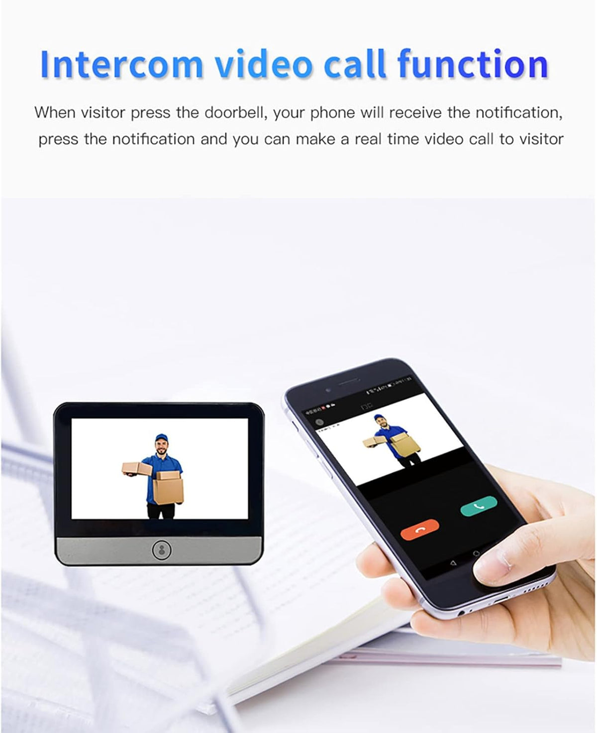 Digital Peephole Door Viewer WiFi Doorbell Camera 1080P Video Intercom 4.3 inch Monitor M255