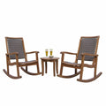 Brown 3 Piece Wicker Rocking Chair Set with Table O925806