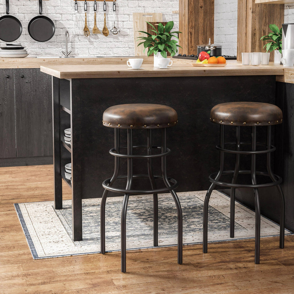 Rustic Bronze Counter Barstools Set of 2 I5613