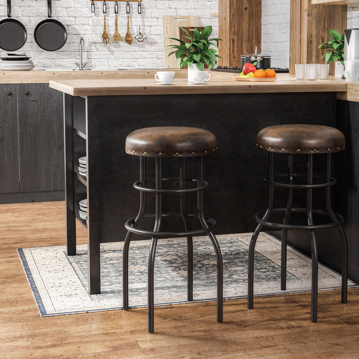 Rustic Bronze Counter Barstools Set of 2 I5613