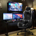 Gray Ergonomic High Back Gaming Chair with Footrest and Headrest H317340