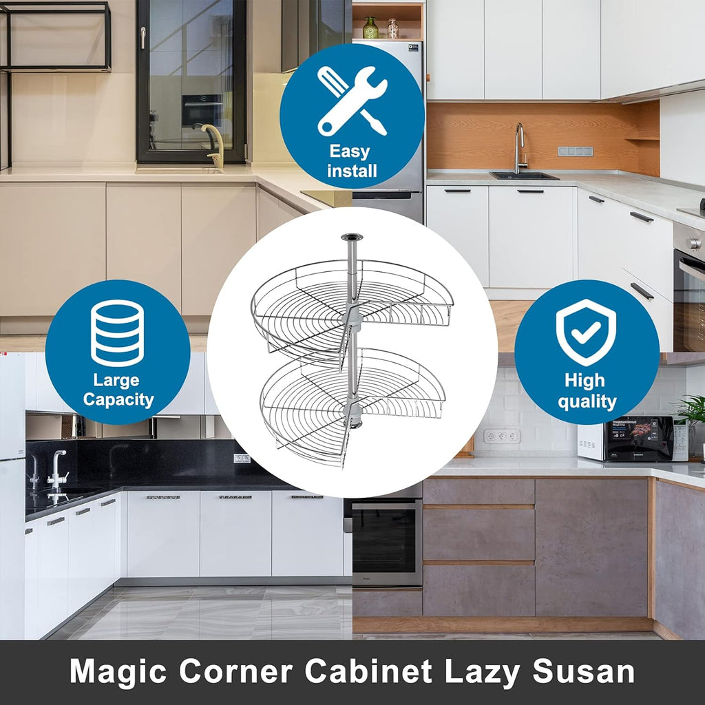 28'' 2 Tier Kidney Shaped Lazy Susan Cabinet Organizer B919