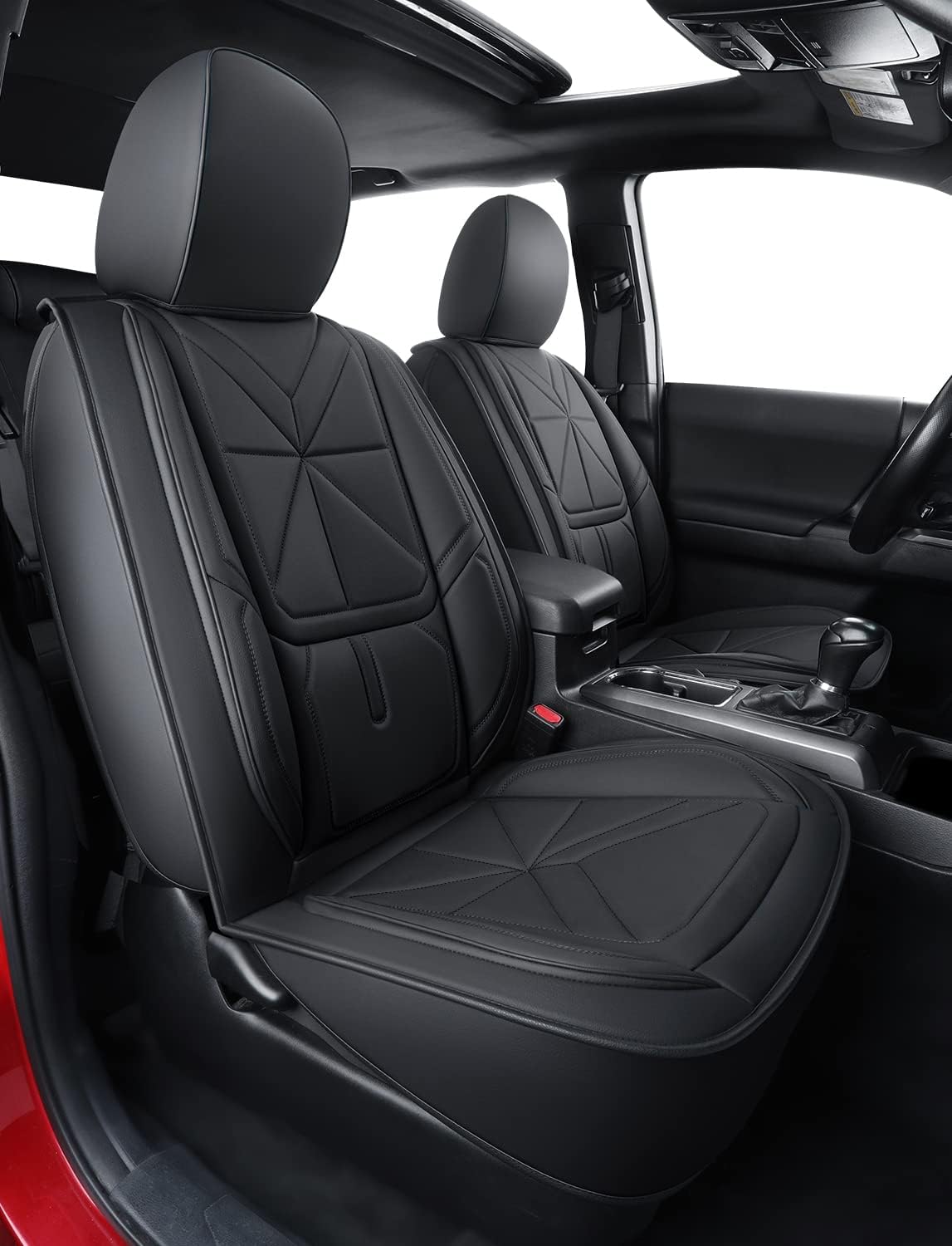 Black Faux Leather Full Set Seat Covers M290624