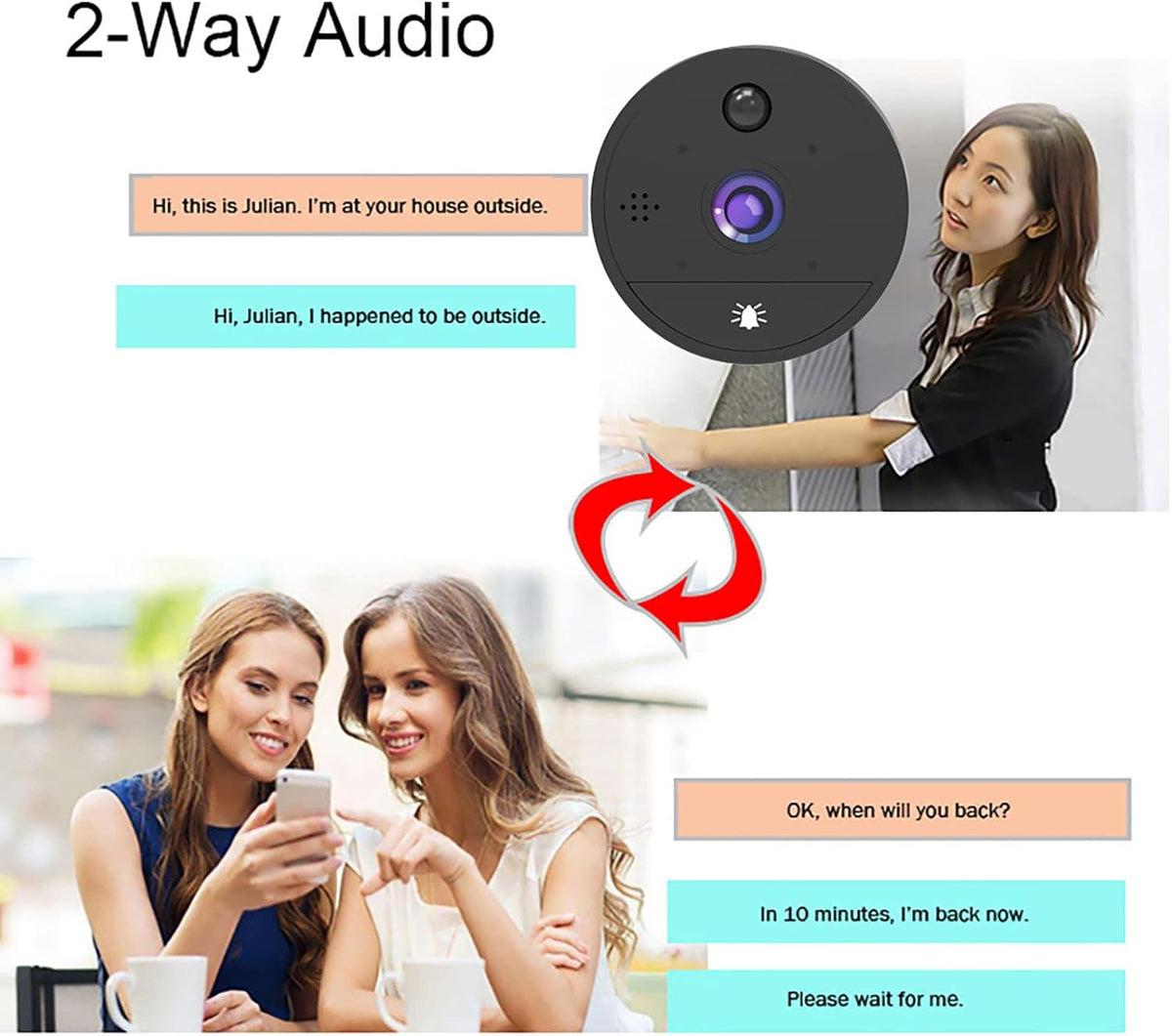Digital Peephole Door Viewer WiFi Doorbell Camera 1080P Video Intercom 4.3 inch Monitor M255