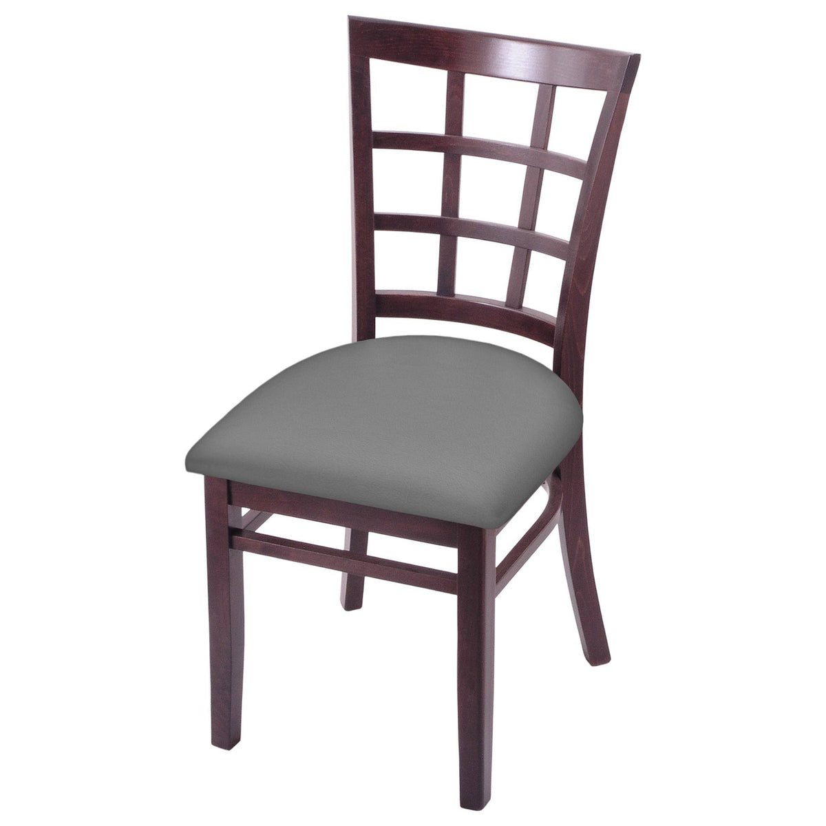 Dark Cherry Finish Chair with Grey Seat V696906