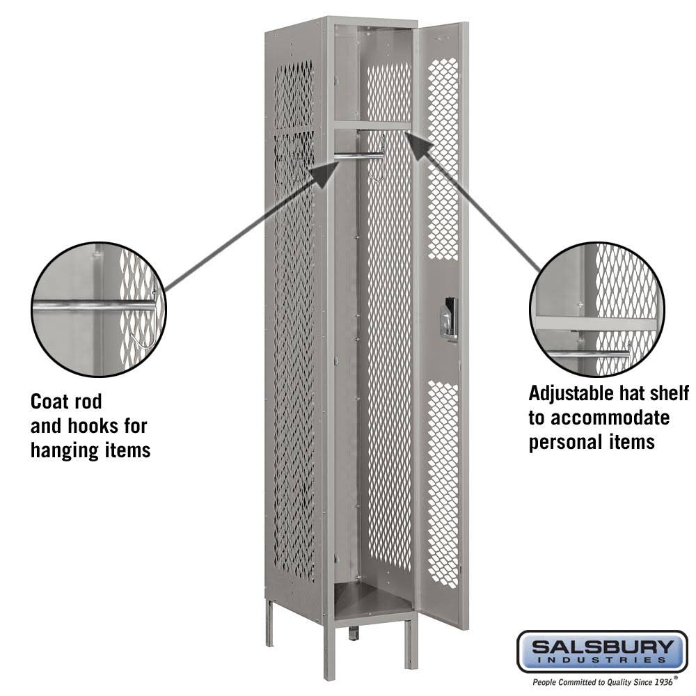 Vented Metal Locker Single Tier Gray Assembled J447735