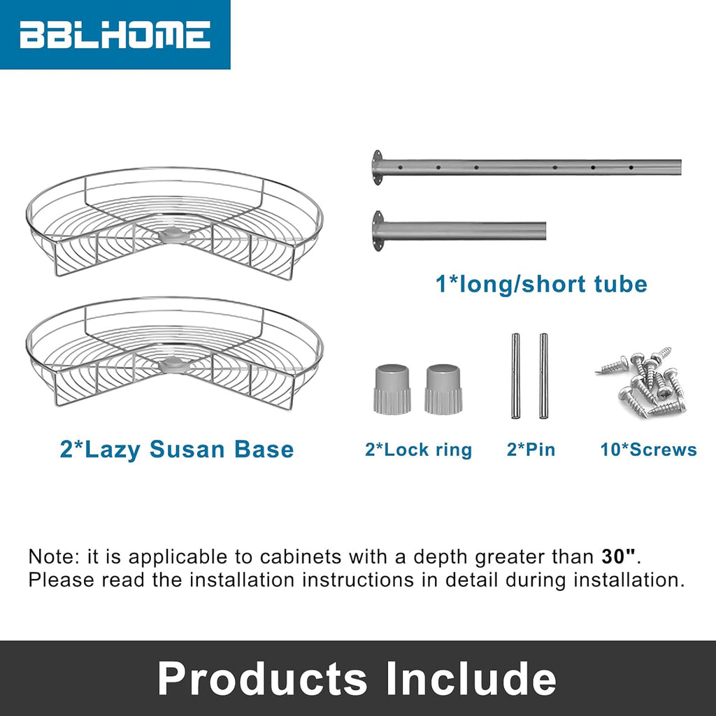 28'' 2 Tier Kidney Shaped Lazy Susan Cabinet Organizer B919