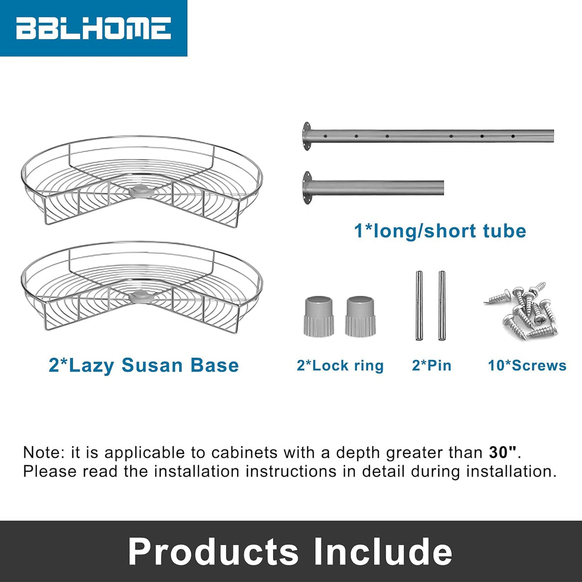 28'' 2 Tier Kidney Shaped Lazy Susan Cabinet Organizer B919