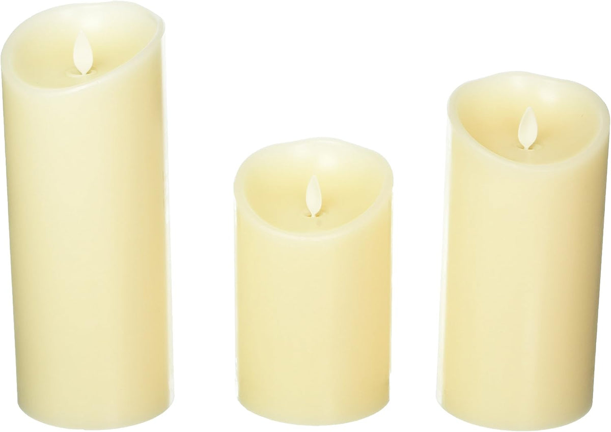 Flameless Candles Set of 3 Scented Ivory Real Wax Pillar L79964