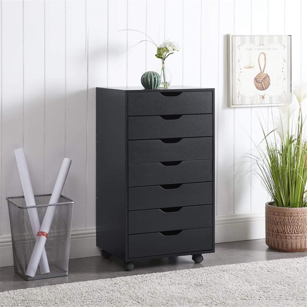 Black 7 Drawer Mobile File Cabinet R873800