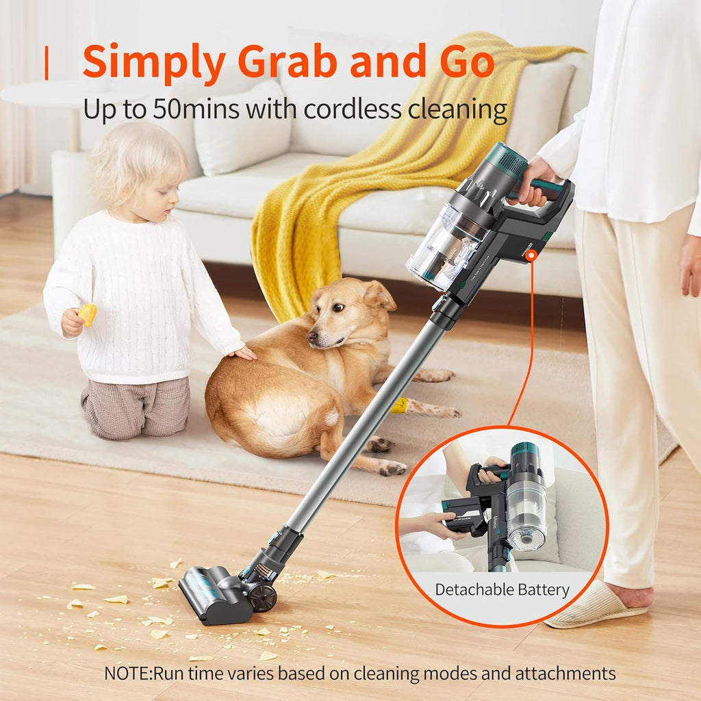 Cordless Vacuum Cleaner, 25KPa Strong Suction, 4 in 1 Stick Vacuum E179