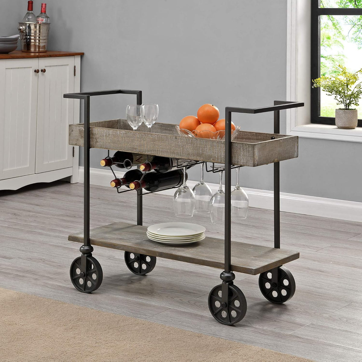 Aged Black Bar Cart T138894