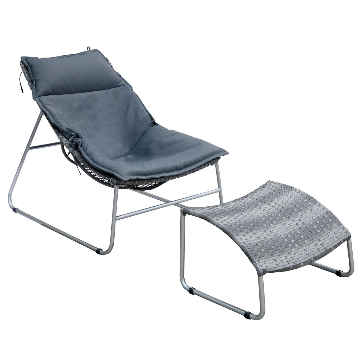 Grey 2-Piece Outdoor Fabric Chair and Ottoman Set I2442