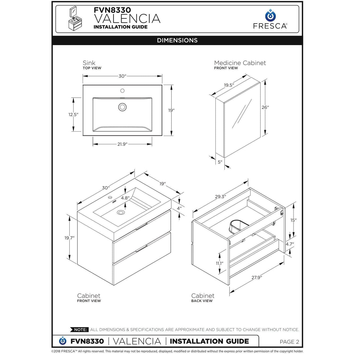 30x22 Gray Oak Wall Hung Bathroom Cabinet J972188