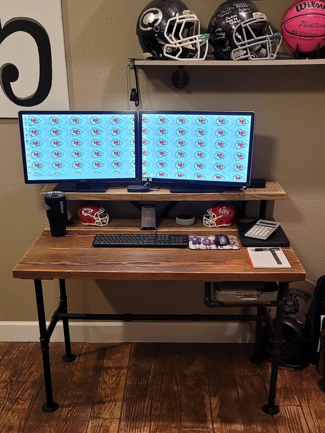 28 Inch Industrial Pipe Table Legs Set with Monitor Shelf Support X868