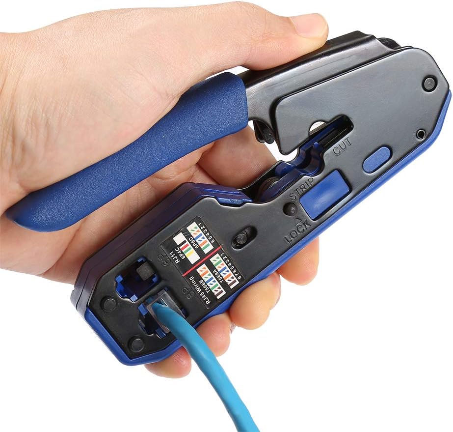RJ45 Crimp Tool Kit with 50PCS Connectors and Wire Stripper B4548